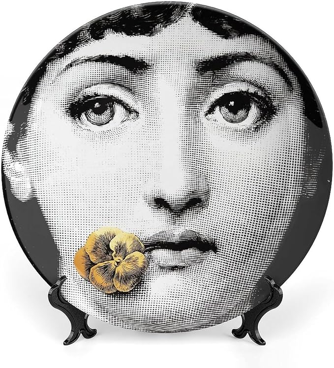 Lina Cavalieri Plate, Wall Decorative Plate, Mysterious Face Plate Wall Hanging Decoration,Including Bracket And Special Spring HooK, (Style-1, 8inch)