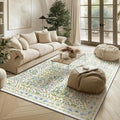 Light Green 5x7 Area Rug - Vintage Floral Washable Bedroom Rug for Living Room, Nursery, Dining Room - Low Pile, Non-Slip, Stain Resistant, Retro Indoor Floor Rug