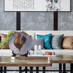 Rooster Decorative Plates, 6 Inch, Watercolor Painting Rooster Round Display Plate, Hanging Decorative Plate with Display Stand, for Home Kitchen Bedroom Decorative Ornaments