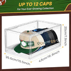 Vtopmart 6 Pack Hat Organizer for Baseball Caps, Clear Hats Holder Box with Drawer, Large Cap Storage with Sliding Tray, Stackable Rack Display Case with Magnetic Door, Each Holds 12 Hats