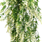 2 Pcs Artificial Lavender Teardrop Rattan, Spring Summer Front Door Hanging Floral Swags for Wall Basket Filler, Garden Home Easter Decoration-28.7in(White)