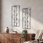 ZEXUIRU 2 Pcs. Abstract Metal Art for Wall Decor Living Room Bedroom Bathroom Office Metal Bling Modern Geometric Hanging Vertical Small Iron Sculpture Plaque Pack -Black 24in