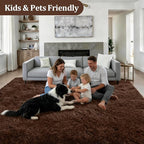 Fluffy 5x7 Area Rugs for Living Room Bedroom: Ultra Soft Shag Rug Non-Slip Non-Shedding Small Plush Bedside Rug Indoor Floor Carpets for Kids Room Playroom Entryway Nursery Dorms Home Decor Brown