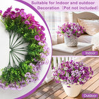 Artificial Fake Pansy Flowers for Outdoor, 12 Pcs Faux Silk Pansies Flower for Spring Summer Decoration, UV Resistant Fake Plants for Outside Planter Porch Yard Patio Home Decor(Gradient Purple Red)