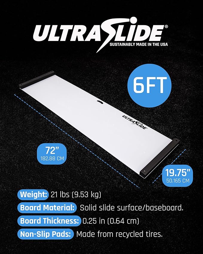 6ft & 5ft Slide Board for Exercise - Solid One-Piece Hockey Slide Board with Booties & Polish - Indoor Skating Trainer for Rehab, Mobility, Conditioning & Home Workouts - Non-Slip Grip Pads