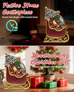 Christmas Snow Globes Christmas Lantern with 8 Songs, 9.17" Santa's Sleigh Snow Globe for Kids Adults, 6H Timer & Dual Power, Snowglobes Christmas Decorations Indoor, Gifts for Women Men