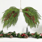 Artificial Christmas Swags with Norfolk Pine, Red Berries and Pinecones, 24" Christmas Thanksgiving Decorations for Front Door, Mantel, Staircase, Window, Xmas Décor
