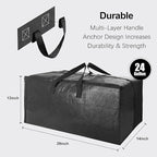 12 Pack Heavy Duty Extra Large Moving Bags W/Backpack Straps - Strong Handles & Zippers, Storage Totes For Space Saving, Fold Flat, Alternative to Moving Box and Storage Bin, Black