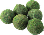 Biubee 6Pack Decorative Faux Dried Moss Balls- 3" Artificial Green Plant Mossy Globes Handmade Sphere Moss Gift for Home Dough Bowl Vase Chinoiserie Decors Party Wedding Display