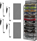 Over The Door Shoe Organizer with 12 Large Breathable Pockets - Durable Hanging Storage for the Entire Family's Shoes (Gray)