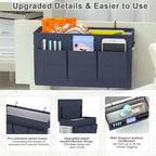 Edudif Dual-purpose Bedside Caddy Bedside Organizer, Bed Caddy with 6 Pockets, Versatile Bedside Storage Solution Magazine Remotes holder, ideal for Home, Dorm, Hospital, Crib Bed