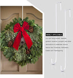 Hotop 15 Inch 4 Pcs Wreath Hangers for Front Door Steel Metal Wreath Doors Hook Over the Door Hanger Indoor or Outdoor for Christmas Halloween Front Decorations Welcome Sign (White)