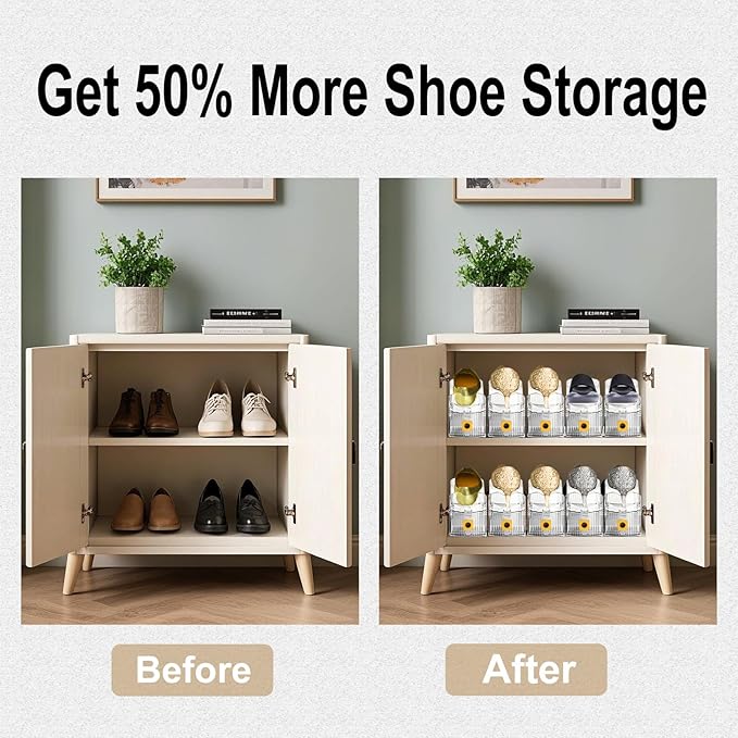 Clear Shoe Slot Organizers 6PACK Shoe Stacker Organizer for Closet Adjustable Shoes Rack Holders Zapateras Organizers