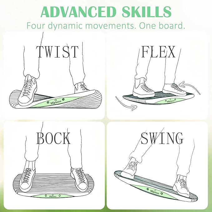 Wooden Balance Board, 440LBS Capacity Wobble Balance Board for Standing Desk 3D Design Anti-Fatigue Anti-Slip Rocker Board for Core Strength, Physical Therapy,Surfers Skiing Skateboarding Simulation