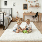 Fluffy 5x7 Area Rugs for Living Room Bedroom: Ultra Soft Shag Rug Non-Slip Non-Shedding Small Plush Bedside Rug Indoor Floor Carpets for Kids Room Playroom Entryway Nursery Dorms Home Decor Ivory