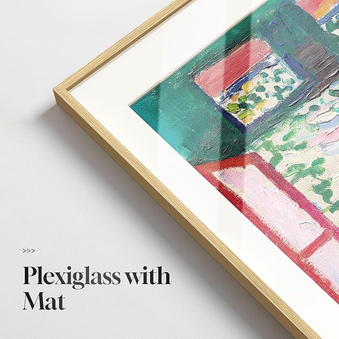 Large Framed Matisse Wall Art for Living Room, Set of 3 Colorful Abstract Landscape Wall Painting Prints, Vintage Retro Aesthetic Wall Decor for Dining Room Bedroom Office Hallway 24x36 Inch