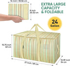 BALEINE 6-Pack Oversized Moving Bags with Reinforced Handles, Heavy-Duty Storage Tote for Clothes, Moving Supplies (Color Strip, 6-Pack)