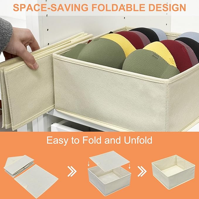 Clothes Organizer, Storage Drawer, 12 Piece Fabric Drawer Organizer Foldable Wardrobe Divider for Clothing, Underwear, Socks, Bra and Scarf, Home Storage Box in Drawers and Closet