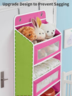 JARLINK Over The Door Organizer Storage, 5 Shelf Hanging Door Organizer with 5 Large Capacity Pockets, Anti Tilt 44 lb Load Behind Door Storage for Bedroom, Bathroom, Pantry, Nursery, Rose Pink