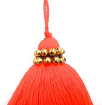 Tassellini Multi-Colored Layered Large Cotton Tassel with Hanging Loop for Furniture Décor, Home or Handbag Accessory (Red)