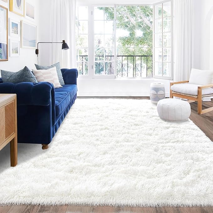 Rugs for Bedroom 4x6, Soft Shaggy Modern Shag Area Rug for Living Room, Upgrade Non-Slip Plush Fluffy Carpet for Kids Boys Girls Room Home Decor Aesthetic, Cream White
