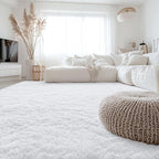 OLANLY 7x7 Machine Washable Large Area Rugs for Living Room, Bedroom, Soft Fluffy Shaggy Bedside Rug, Indoor Floor Carpet for Kids Girls and Boys, Dorms, Nursery, Home Decor Aesthetic, White