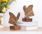 Vintage Brown Butterfly Bookends,Resin Book Ends for Shelves,Heavy Duty Decorative Bookends,Creative Book Stopper Holder Decor for Desk Home Office,Shelf Decoration,Gifts for Mother's Day