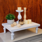 Wooden Riser Decorative Tray, Farmhouse Wood Pedestal Stand, Rustic Whitewashed Tray Riser Display Stand, Coffee Bar, Dining Room, Centerpiece, Kitchen, Bathroom Table Decor (Washwhite)