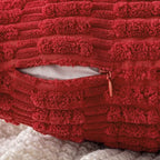 MIULEE Pack of 2 Red Corduroy Decorative Pillow Covers 18x18 Inch Soft Boho Striped Throw Pillow Covers Modern Farmhouse Home Decor for Sofa Living Room Couch Bed