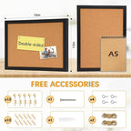 DOLLAR BOSS Cork Bulletin Board 1-Pack 16''X 12'' Double-Sided Cork Boards for Walls Wood Framed Corkboards, Small Pin Board for Home Kitchen Office Decorative Hanging 10 Pushpins, Black