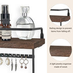Mkono Hanging Jewelry Organizer Wall Mounted Jewelry Organizer Necklace Holder with Rustic Wood Shelf, Ring Display Box, Ear Studs Earring Holder Bracelet Organizer