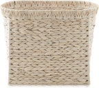 Casafield Woven Magazine Holder with Handles, Whitewash - Water Hyacinth Storage Basket for Bathroom, Living Room, Home Office