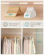 SONGMICS Velvet Hangers, Set of 30 Clothes Hanger with Rose Gold Swivel Hook, Non-Slip, and Space-Saving, 0.2-Inch Thick, 17.1-Inch Long for Coat, Shirt, Dress, Pants, Tie, Cloud White UCRF021W01