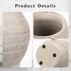 Briful Rustic Vintage Ceramic Pottery Vase, 6.1'' Farmhouse Table Decor with Distressed Texture, Wide Mouth Decorative Jar Vases for Home Decor, Shelf & Entryway, Cream White