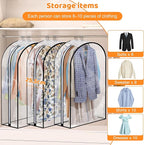 4 Pack Full Clear Garment Bags with Side Zipper, 40" Clothes Covers with 10" Gusset, Transparent Hanging Suit & Coat Covers for Closet Storage, Jackets, Dresses, Windbreakers