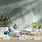 Weysat 4 Pack Clear Acrylic Display Stand, Metal 3 Peg Rock Display Easel Stands for Fossil Coral Crystal Geodes Rock Mineral Agate Small Collectibles Acrylic Holder (2.4”x2.4”x2.4”,Silver)