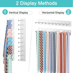 Tie Rack Wall Mounted, Tie Holder Organizer, Closet Ties Organizer Stainless Steels, Adhesive Ties Racks for Men With 20 Hooks, Hanger Storage for Wall Bedroom Living Room Dresser Room (Sliver)