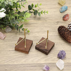 Hipiwe 2Pcs Small Display Stand Adjustable Metal Arms and Wooden Base - Decorative Plates Display Stand Easel Holder for Crystal Fossil Slice Coral Geodes Rock Mineral Agate, 2"x2"x3.2"