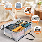8 Pack Clear Storage Bags for Comforter, Clothes & Bedding, Plastic Blanket Storage with Zipper and Handle, Moving Bags, Closet Organizer and Under-Bed Storage (90L)