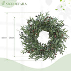 Olive Wreath 26 Inch Wreaths for Front Door with Purely Handmade Realistic Dense Olive Leaf Olive Berry, Elegant Home Decor Wreath Ideal for Front Door, Hallways, Any Area You Want to Brighten
