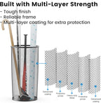 19.5" H Mesh Umbrella Stand - Ventilated Mesh Umbrella Holder for Entryway - Extra Capacity Storage for Umbrellas Canes & More - Freestanding Indoor Organizer 10.4" L x 10.4" W x 19.5" H - 4P Black