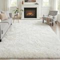Fluffy 5x7 Area Rugs for Living Room Bedroom: Ultra Soft Shag Rug Non-Slip Non-Shedding Small Plush Bedside Rug Indoor Floor Carpets for Kids Room Playroom Entryway Nursery Dorms Home Decor Ivory