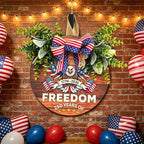 250th Anniversary Patriotic Wreath for Front Door, 250 Years of Freedom Wooden Door Sign, 4th of July Decorations Outdoor & Memorial Day Decor for Home (Color-Freedom2)