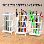 Umbrella Holder for Entryway, Metal Umbrella Stand with Water Tray and Cane Holder, Adjustable Feet, 10.4 x 8.4 x 18.7 in, Suitable for Home, Office, and Shopping Mall (White)