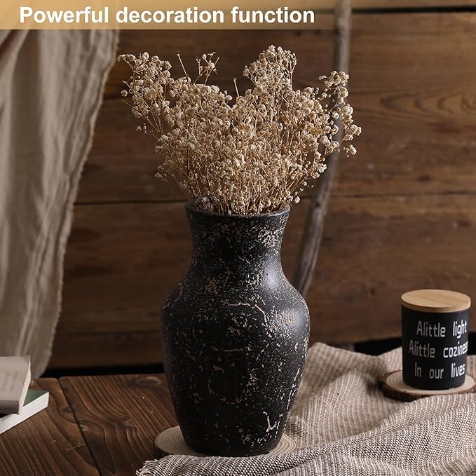 Farmhouse Vase for Home Decor, Vintage Rustic Terracotta Flower Vase Suitable for Home Decor, Living Room, Shelf, Dining Table. ZSHLXM