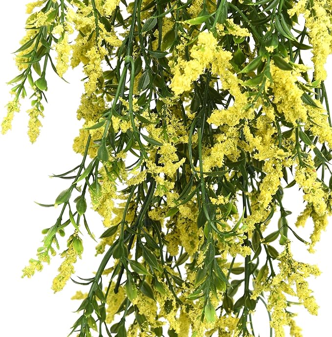 2 Pcs Artificial Lavender Teardrop Rattan, Spring Summer Front Door Hanging Floral Swags for Wall Basket Filler, Garden Home Easter Decoration-28.7in(Yellow)