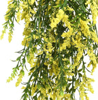2 Pcs Artificial Lavender Teardrop Rattan, Spring Summer Front Door Hanging Floral Swags for Wall Basket Filler, Garden Home Easter Decoration-28.7in(Yellow)