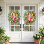 ChrisXiao Spring Wreaths for Front Door 24 Inch Artificial Butterfly Wreath with Butterfly, Peony, Dahlia,for Porch, Entryway, Mantel, Wall, Patio & Decor Year Round Indoor Outdoor for Summer Wreath
