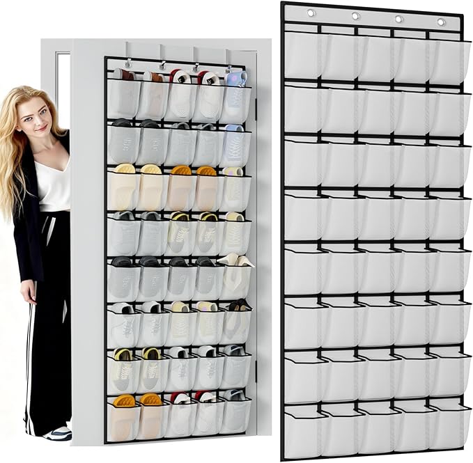 homyfort Over the Door Shoe Organizer, 40 Large Breathable Mesh Pocket,Space Saving Hanging Shoe Rack,Shoe Storage Holder for Entryway Bedroom Closet