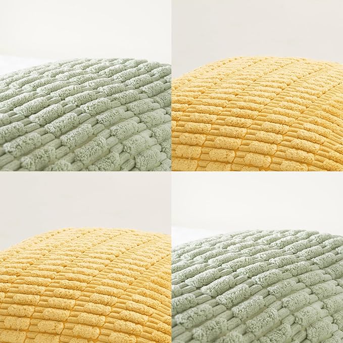 Fancy Homi 4 Packs Decorative Throw Pillow Covers for Living Room Couch Bed, Modern Farmhouse Boho Home Décor Accent Cushion Case, 18" x 18", Yellow Green Series